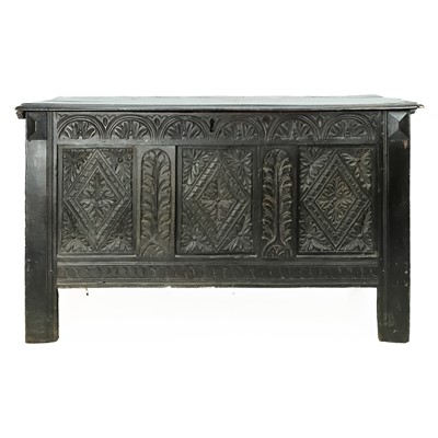 Lot 86 - A 17th century panelled oak coffer.