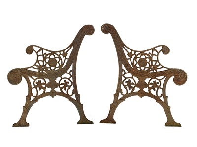 Lot 524 - A pair of cast iron bench ends.