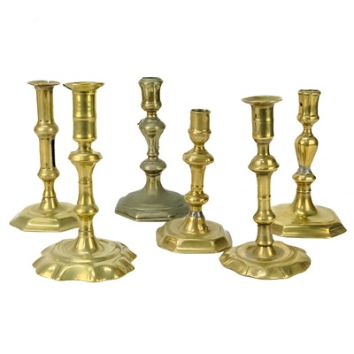 Lot 114 - An 18th century brass candlestick.