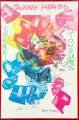 Lot 74 - Signed; Talking Heads 'Speaking in Tongues' poster.