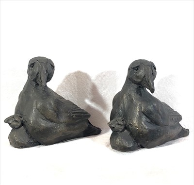 Lot 575 - Theresa GILDER (b. 1935) Puffins Two bronze...