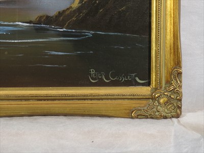 Lot 576 - Peter COSSLETT (b.1927) Beachscape, Dusk Oil...