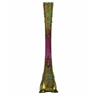 Lot 11 - A Bohemian glass and gilt decorated vase, mid 20th century.