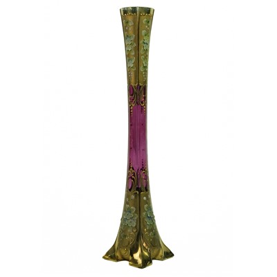 Lot 11 - A Bohemian glass and gilt decorated vase, mid 20th century.