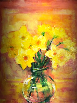 Lot 578 - Lynn GOLDEN (b.1958) Daffodils Acrylic on...