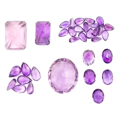 Lot 341 - A large quantity of sizeable cut amethyst stones.