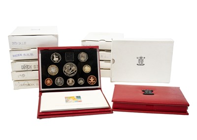 Lot 149 - GB proof (mainly in red "leather") coin sets from 1988 to 1998 (x11)