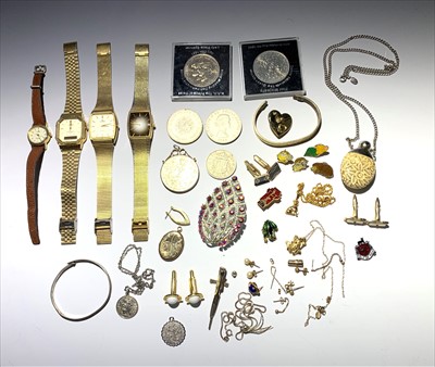 Lot 2474 - Watches coins etc.