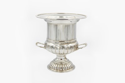 Lot 155 - A silver on copper Campana form wine cooler with lift out compartment.