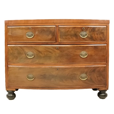 Lot 15 - A 19th century mahogany bow front chest of drawers.
