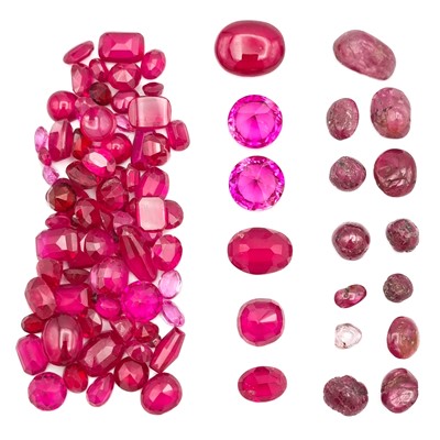 Lot 312 - A quantity of synthetic rubies and rough rubies.