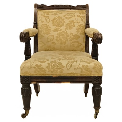 Lot 125 - A Regency oak framed armchair.