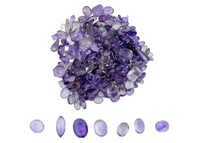 Lot 334 - A quantity of loose amethyst cut stones.