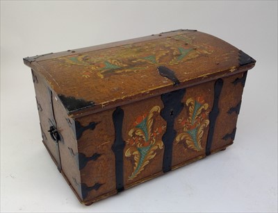 Lot 3410 - A Swedish painted pine marriage chest, with a...