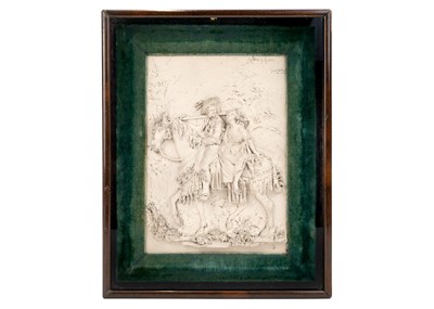 Lot 343 - A late 19th century continental gesso scene of a courting couple.