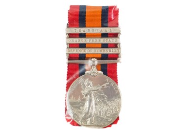 Lot 266 - Queens South Africa medal three bars including Defence of Kimberley