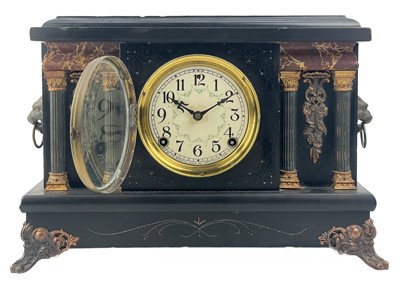 Lot 381 - An American eight day Sessions Clock Co mantel clock.