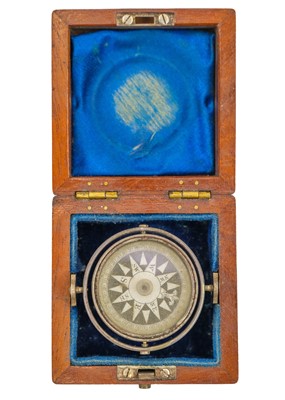 Lot 287 - A 19th century Gentleman's travelling gimble mounted pocket compass.