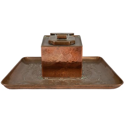 Lot 250 - A Newlyn copper inkstand.