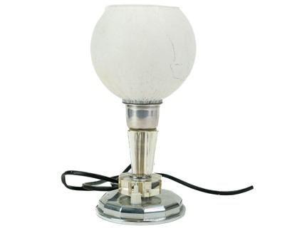 Lot 89 - An Art Deco chrome and faceted glass table lamp.