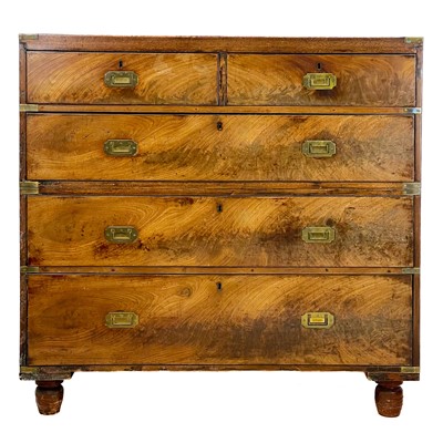 Lot 59 - A brass bound mahogany two part adapted military chest.