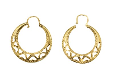 Lot 45 - An 18ct pair of pierced hoop earrings.