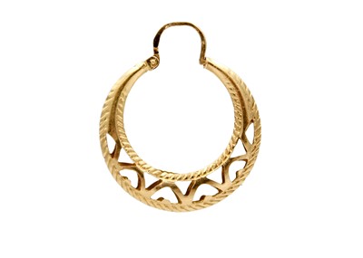 Lot 45 - An 18ct pair of pierced hoop earrings.