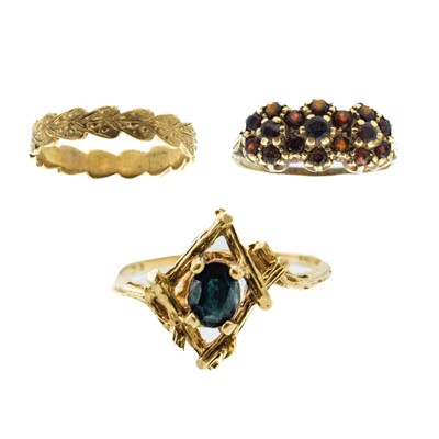 Lot 48 - Three 9ct rings.