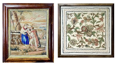 Lot 163 - A crewelwork textile panel.