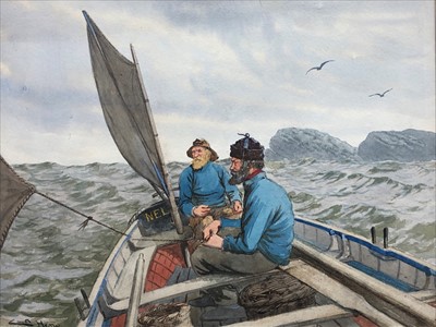 Lot 140 - Charles Napier HEMY (1841-1917) Fishing under...