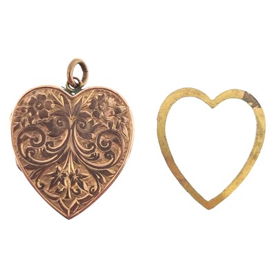 Lot 62 - A Victorian rose gold (tests 9ct) heart-shaped locket.