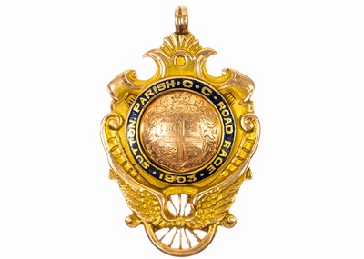 Lot 59 - An Edwardian 15ct rose gold shield watch chain fob.