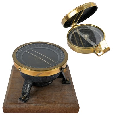 Lot 388 - A brass prismatic surveyor's compass by Francis Barker & Sons Ltd.