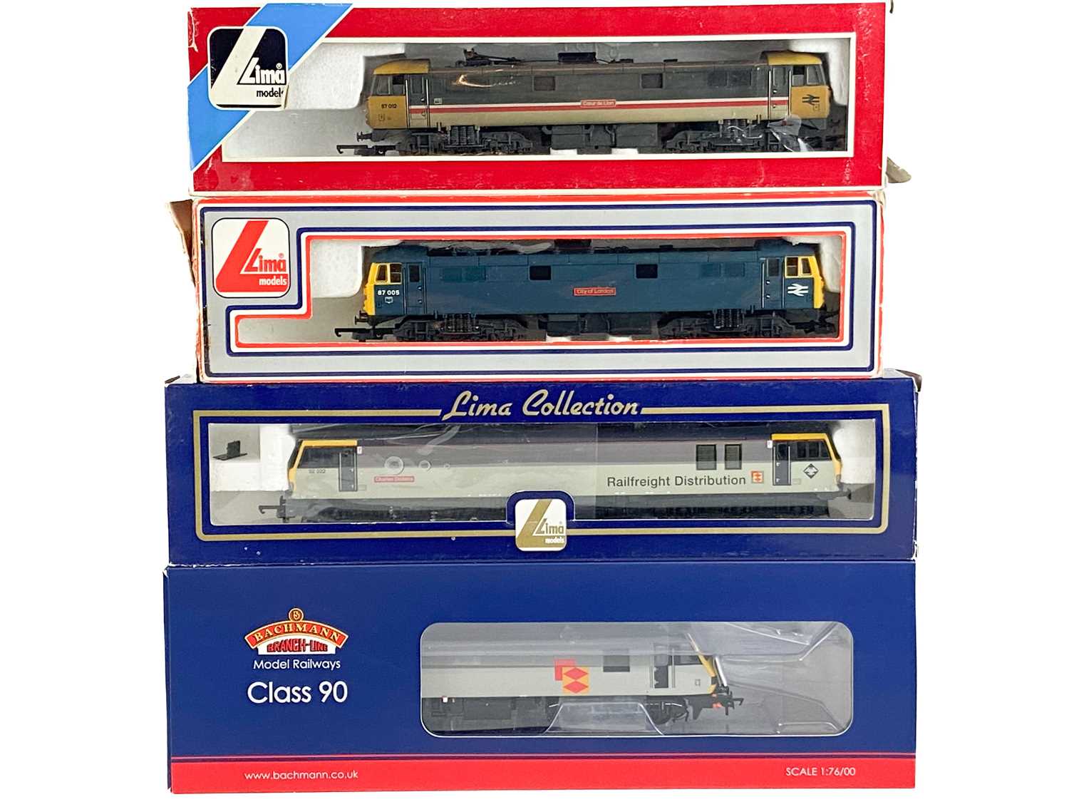 Lot 591 - Lima and Bachmann "OO" Class 87, 90 and 92 Electric Locomotives (x4)