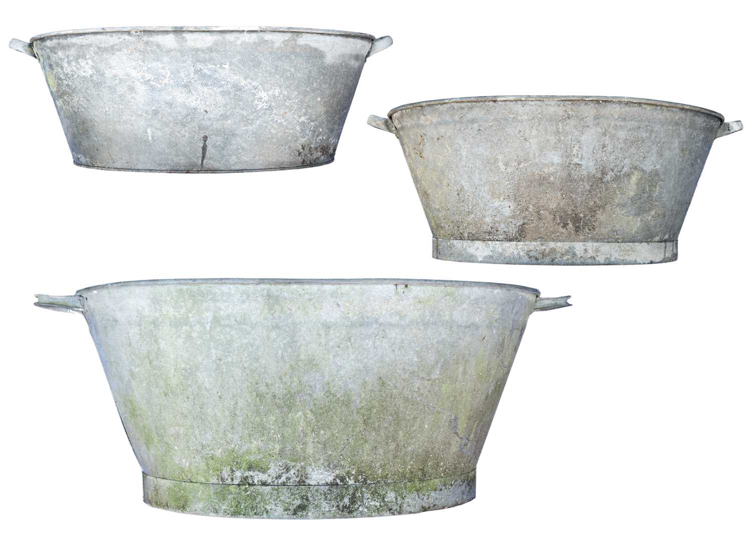 Lot 247 Three galvanised tin baths