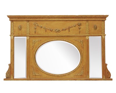 Lot 173 - A Regency overmantel tripe plate mirror.