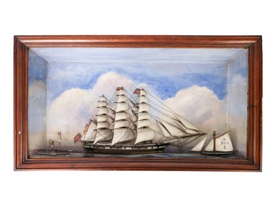 Lot 1014 - A late 19th century ship diorama.
