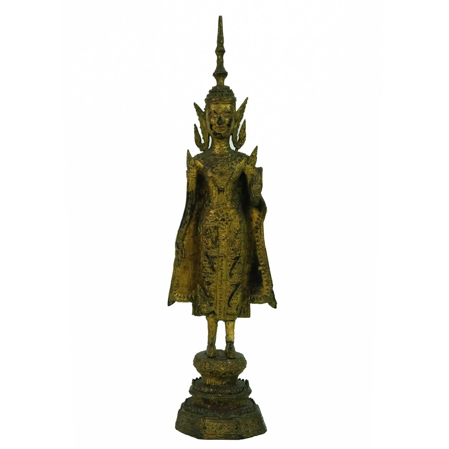 Lot 54 - A Thai gilt bronze standing Buddha in royal attire, 18th/19th century.