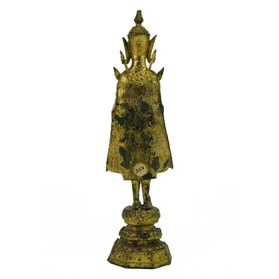 Lot 55 - A Thai gilt bronze standing Buddha in royal attire, 18th/19th century.