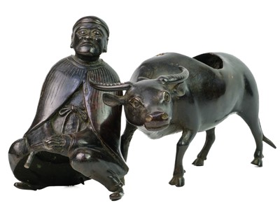 Lot 57 - A Chinese bronze figural incense burner, 19th century.