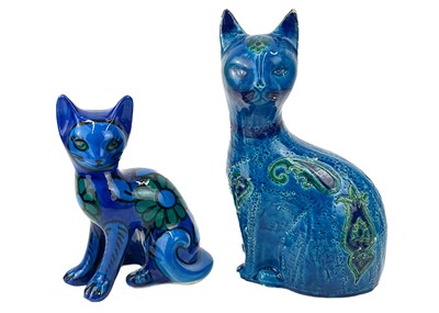 Lot 499 - A 1960s Aldo Londi (1911-2003) for Bitossi 'Rimini blue' ceramic sculpture of a cat.