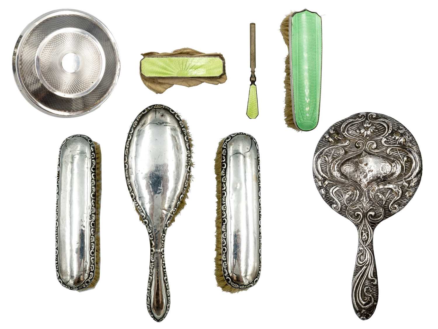 Lot 153 - A selection of silver dressing table wares.
