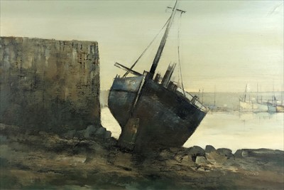 Lot 461 - Michael J.PRAED (b.1941) 'At Rest, Newlyn' Oil...