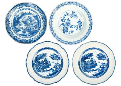 Lot 69 - A pair of Chinese export blue and white porcelain plates, 18th century.