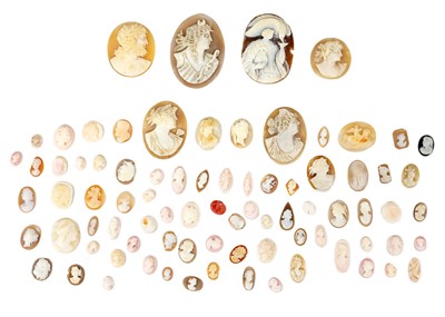 Lot 366 - A large quantity of loose carved shell cameos.