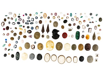 Lot 332 - A collection of hardstone glyptics and gems.