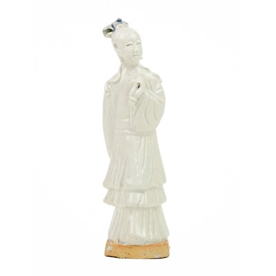 Lot 76 - A pair of Chinese celadon figures of attendants, 19th century.