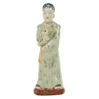 Lot 77 - A pair of Chinese celadon figures, 19th century.