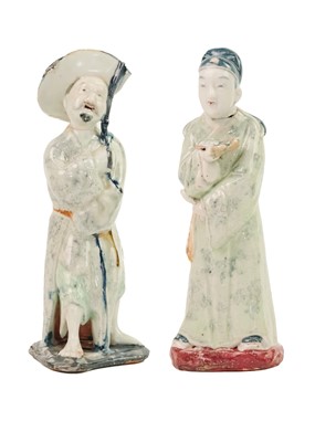 Lot 77 - A pair of Chinese celadon figures, 19th century.