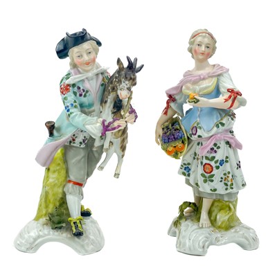 Lot 456 - A pair of late 19th century Sitzendorf porcelain figures